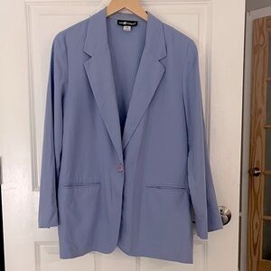Sag Harbor Baby Blue Lightweight one button long Blazer Sz 14